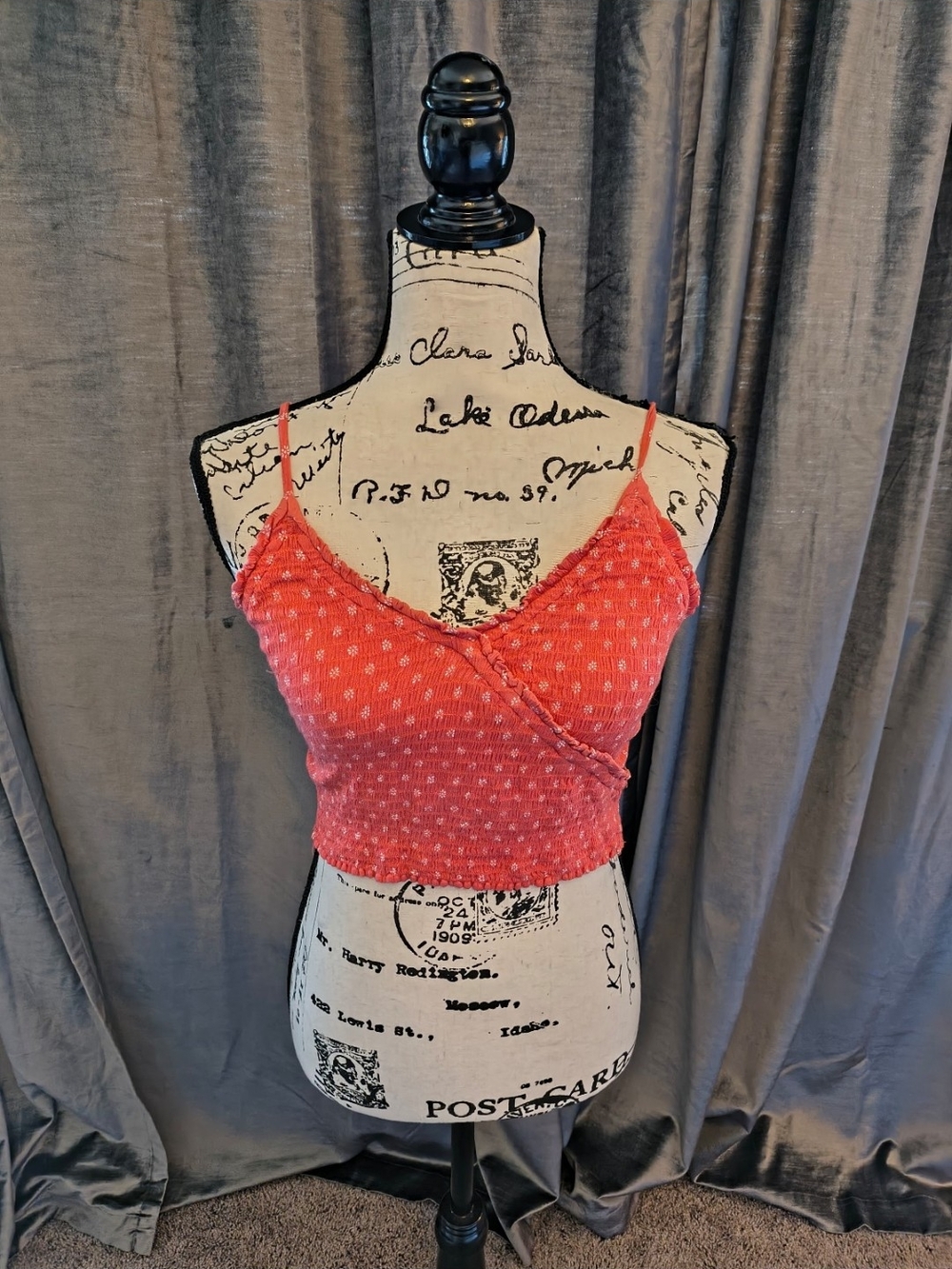 Hollister Coral Smocked Wrap Cami Tank